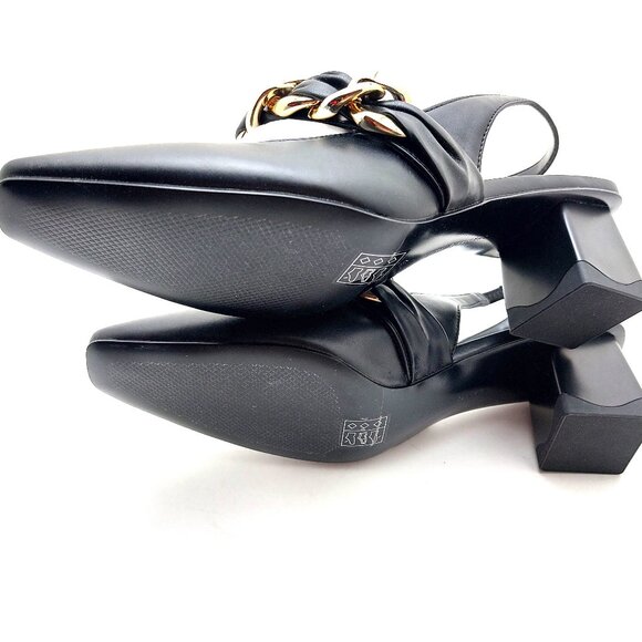 Braided Chain-Link Slingback Pumps - Black 6.5/7 US - Picture 5 of 13